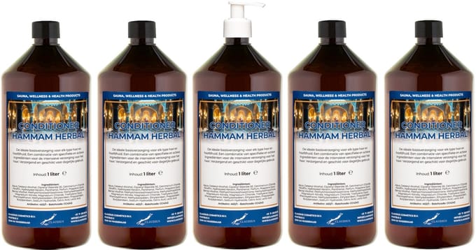 Hairconditioner Hammam Herbal 1 liter met witte pomp - set van 5 stuks