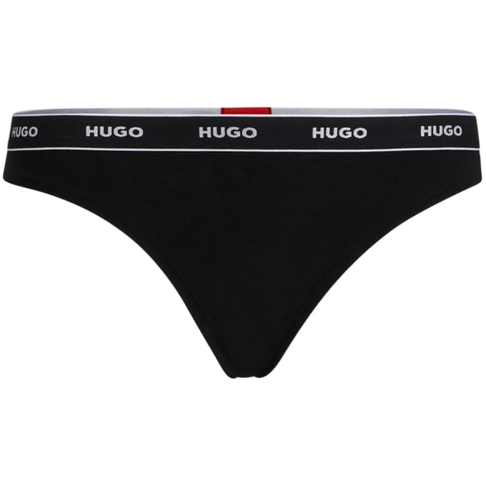 Hugo Dames-string met gemiddelde taillehoogte en normale pasvorm (Zwart, Wit)