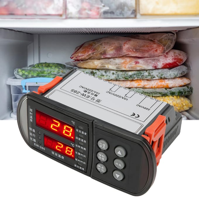 EW285 AC220V Digitale Temperatuurregelaar Koeling Ontdooien Thermostaat voor Koelopslag Vriezers black