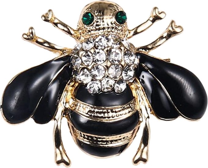 Fako Bijoux® - Broche - Bij - Bee - Kristal - 31x24mm - Zwart