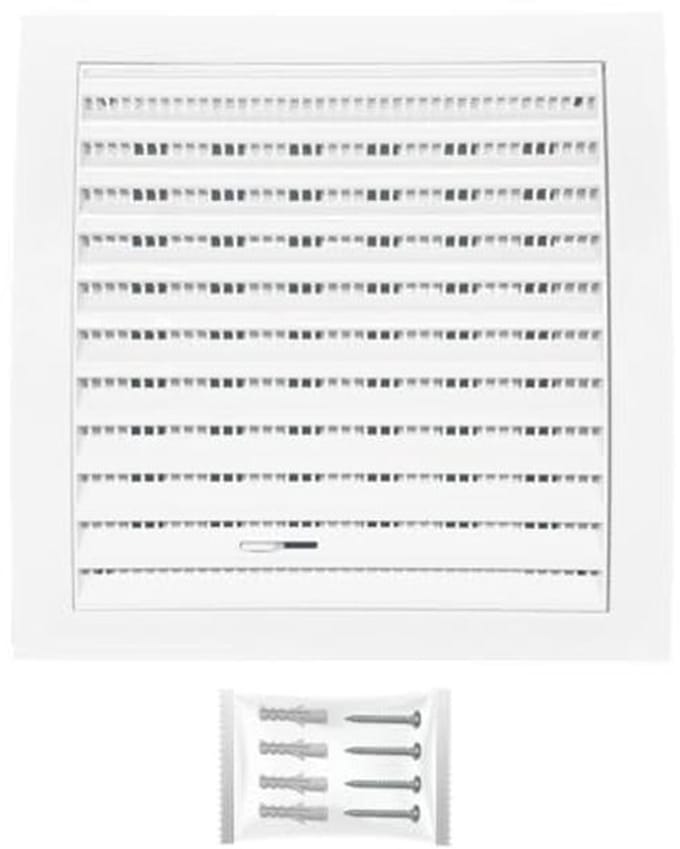 Ventilatierooster Vierkant - Afdekking Ventilatie - Luchtstroom Reguleren - Met Insectenwering - 190 x 190 mm - Wit