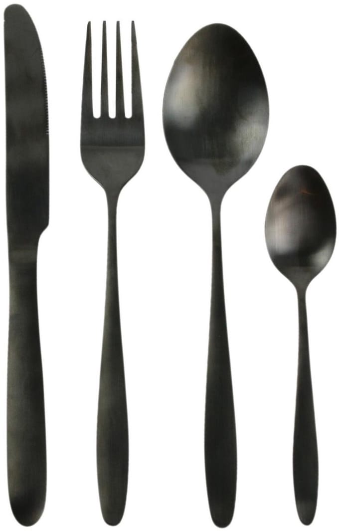 Home Deco Factory Bestekset Tableware Collection - 16 delig - zwart - RVS - 4 personen