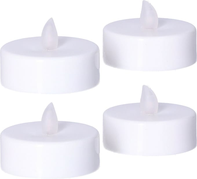 Anna's Collection Grote LED theelichtjes - 4x - wit - D6 x H4,5 cm - timer - waxinelichtjes - kaarsen