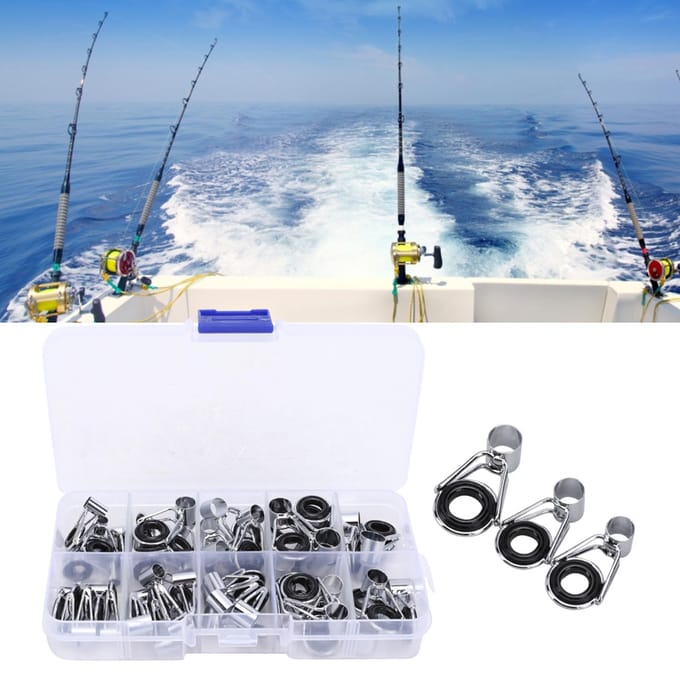 Ensemble de 45 anneaux de guidage pour canne à pêche en acier inoxydable et céramique, 9 tailles, accessoires gray