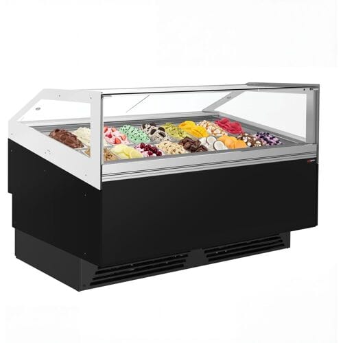 GGM Gastro Eistheke ADAM - 1700mm - Umluft - für 18x 5 Liter oder 12x 7 Liter Eisbehälter - Schwarz