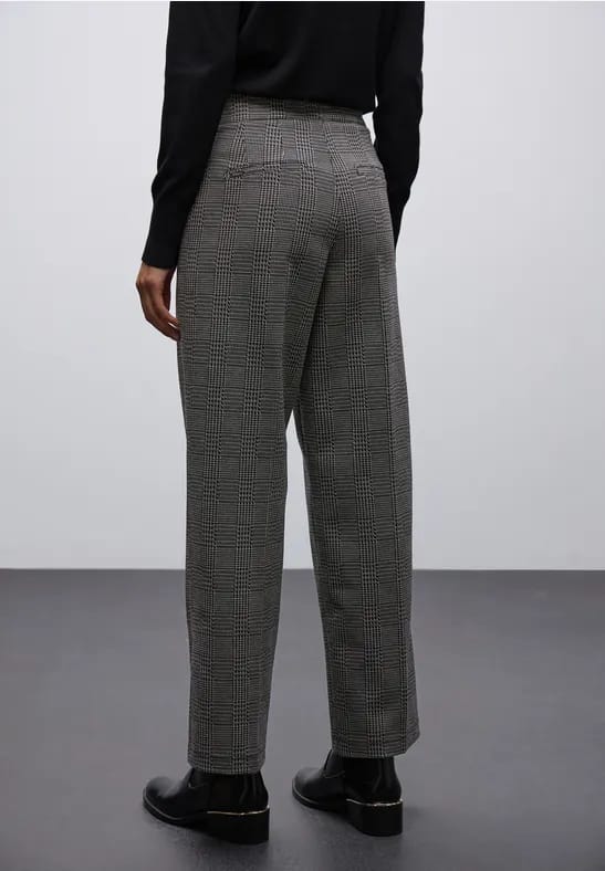 Geruite straight legs broek
