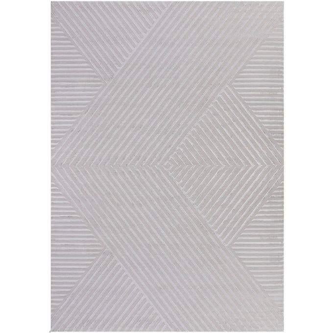 Sahara Vloerkleed – Zilver – Diagonaal Lijnenspel – Laagpolig & Modern – 80x250 cm