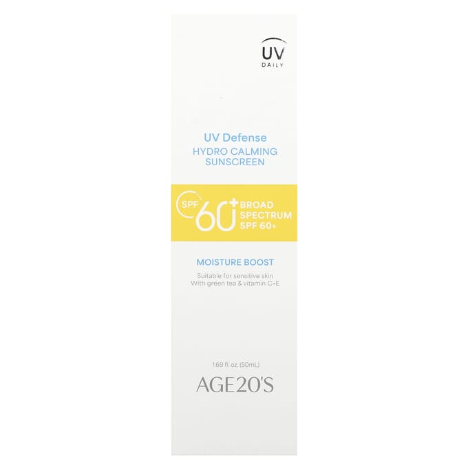 Age20'S, Défense UV, Crème solaire hydro-apaisante, Spf 60+, 50 ml(1,69 fl oz) yellow