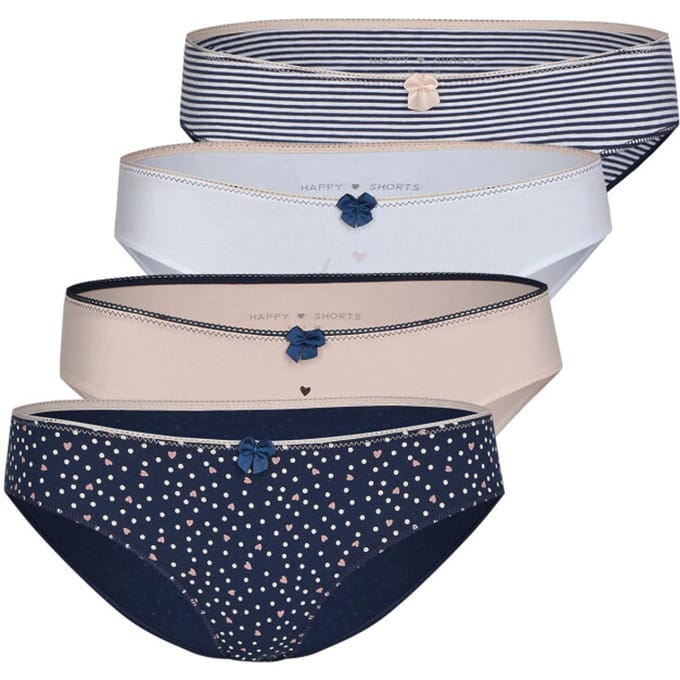 Happy Shorts Dames Slips Hartjes Print Valentijn 4-Pack D688 - Maat 42 - Onderbroek