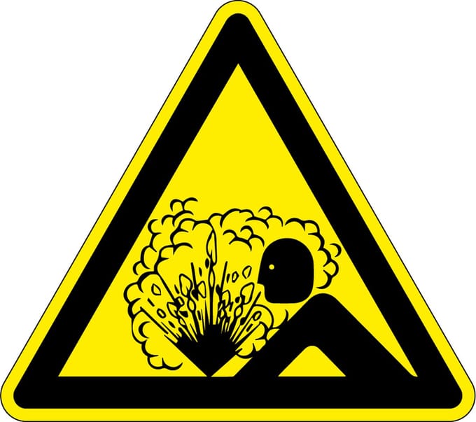 Waarschuwingssticker pressured device 100 mm