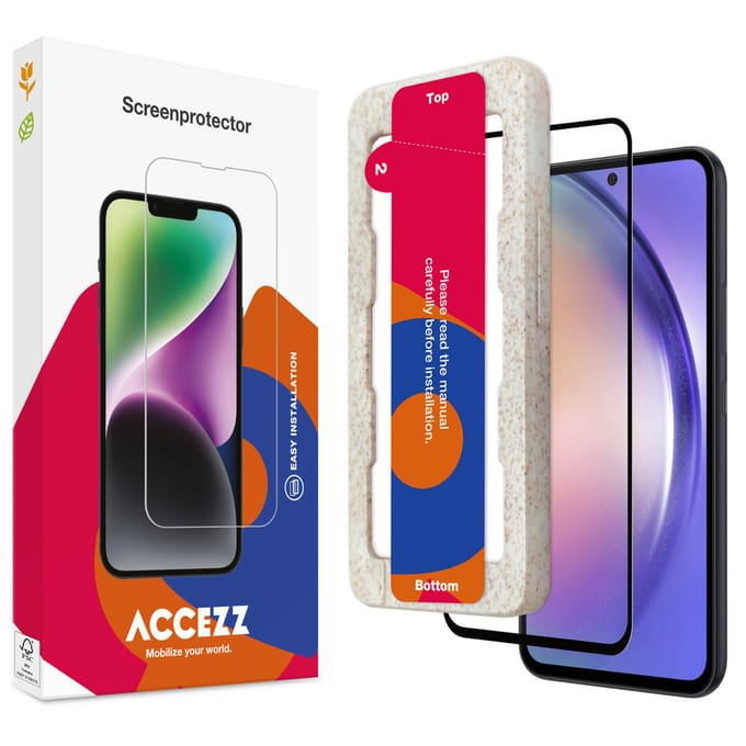 Accezz Screen Protector - Geschikt voor Samsung Galaxy A54 (5G) / S23 FE - Gehard Glas Full Cover Screenprotector met Bio Applicator