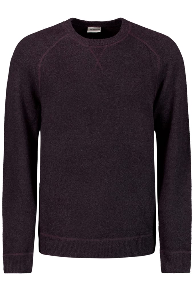No Excess Pullover Crewneck Melange With Wool Aubergine Größe: XXL | Pullover Outlet | Herren | Weiß