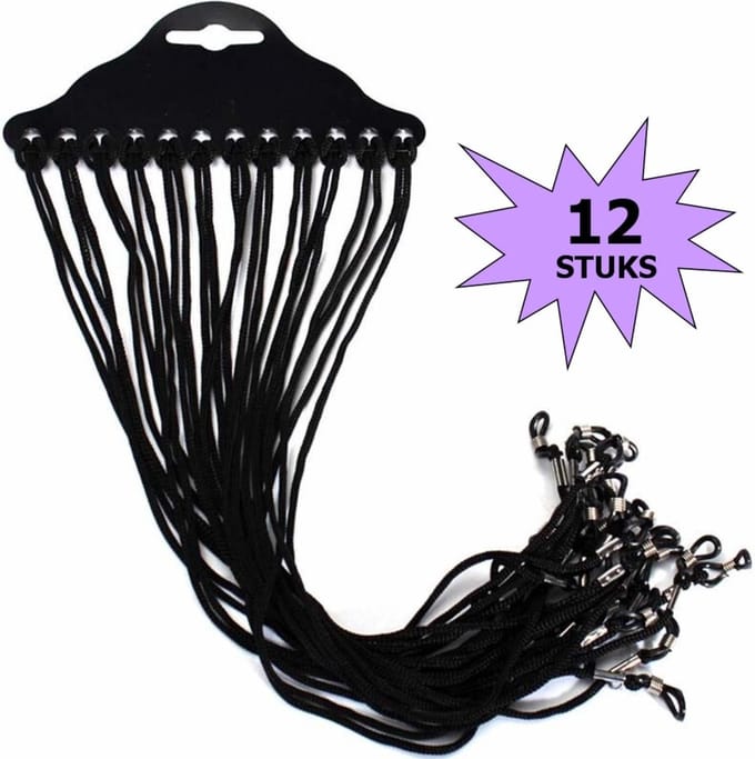 Fako Bijoux® - Brillenkoordjes - Brilkoord - 12 Stuks - Zwart