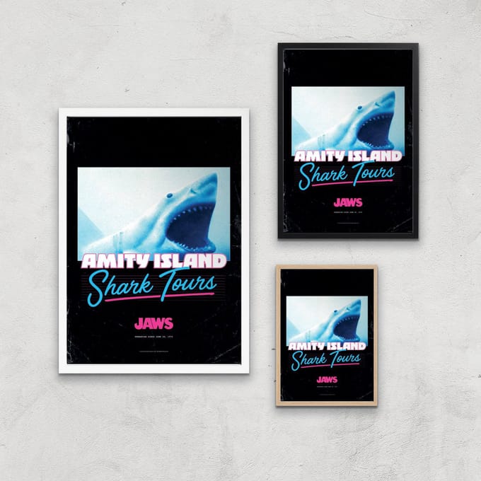 Jaws Amity Island Shark Tours Giclee Art Print - A3 - White Frame
