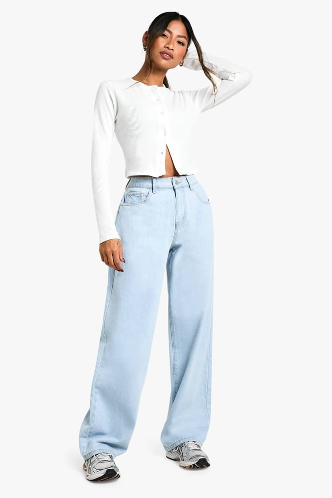 Dames Boohoo Basics Baggy Boyfriend Jeans | Bleached Blue | Maat: 10/32L