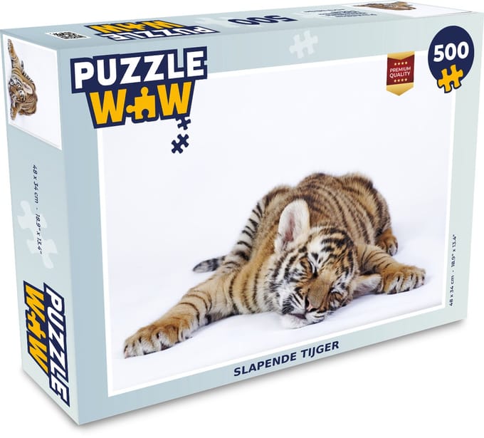 Puzzel Tijger - Slaap - Wit - Legpuzzel - Puzzel 500 stukjes