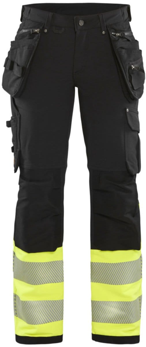Blaklader Dames High Vis 4-weg stretch werkbroek 7193-1642 - Zwart/High Vis Geel - C48