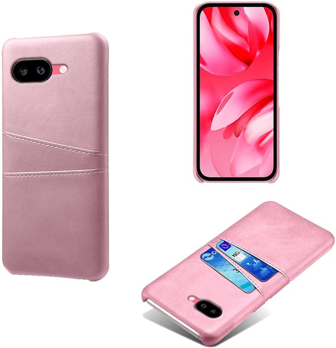Back Cover met Opbergvakjes + Glas Screenprotector voor Google Pixel 9a _ Roze Goud
