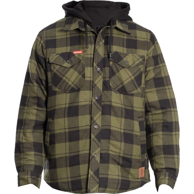 Hard Yakka Gequilted Flanellen Shacket Heren Groene Overhemdjas