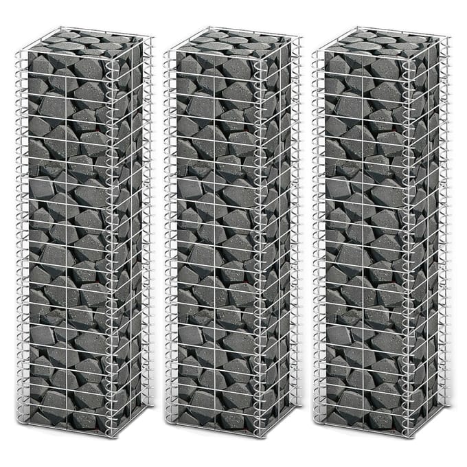 vidaXL - 3-delige - Schanskorfset - 25x25x100 - cm - gegalvaniseerd - draad