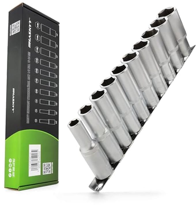 Steeksleutelset lange moerdoppen 1/2 inch dopsleutels 10-24 mm zeskant set