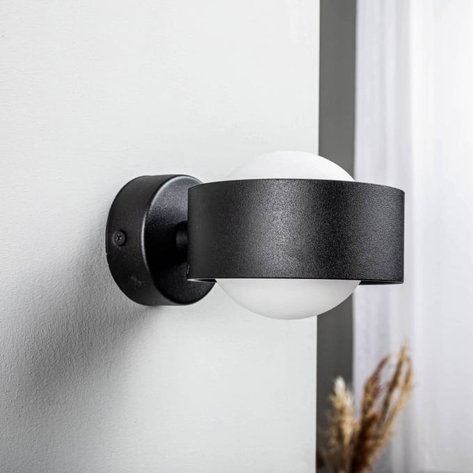 Argon Wandlamp Mado van staal, zwart, 1-lamp