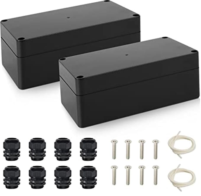 2 Stuks Waterdichte Aansluitdoos met IP65 Bescherming - Elektronische Projectbox - 158 x 90 x 60 mm - ABS Kunststof