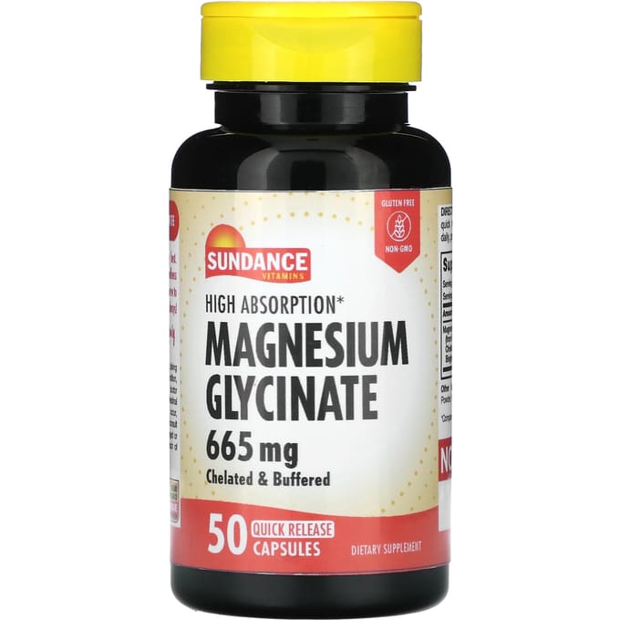 Glycinate de Magnésium à Haute Absorption, 665mg, 50 Capsules à Libération Rapide