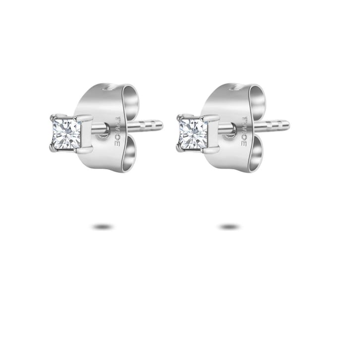 Twice As Nice Oorbellen in edelstaal, mini vierkant, 2 mm