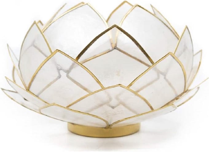 Lotus Sfeerlicht Naturel Goudrand – Groot