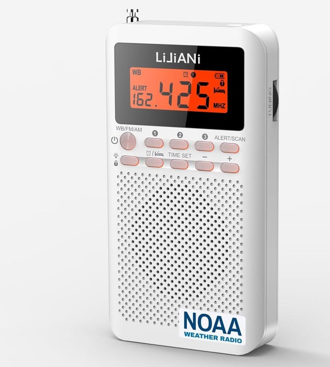 Draagbare AM/FM Weerradio met Batterij en Dynamo - Compacte Transistor voor Nood en Onderweg