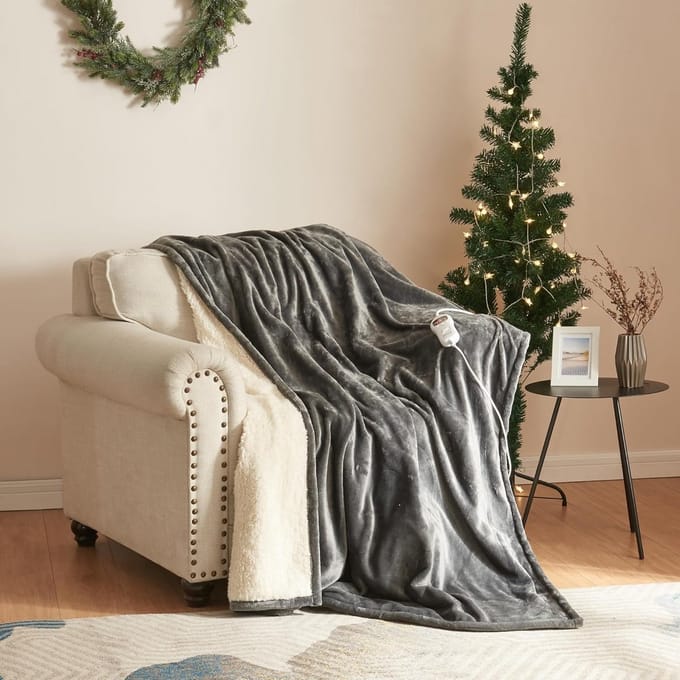 Elektrische Deken Warmtedeken 180x130 cm Donkergrijs - 10 Warmtestanden & Timer