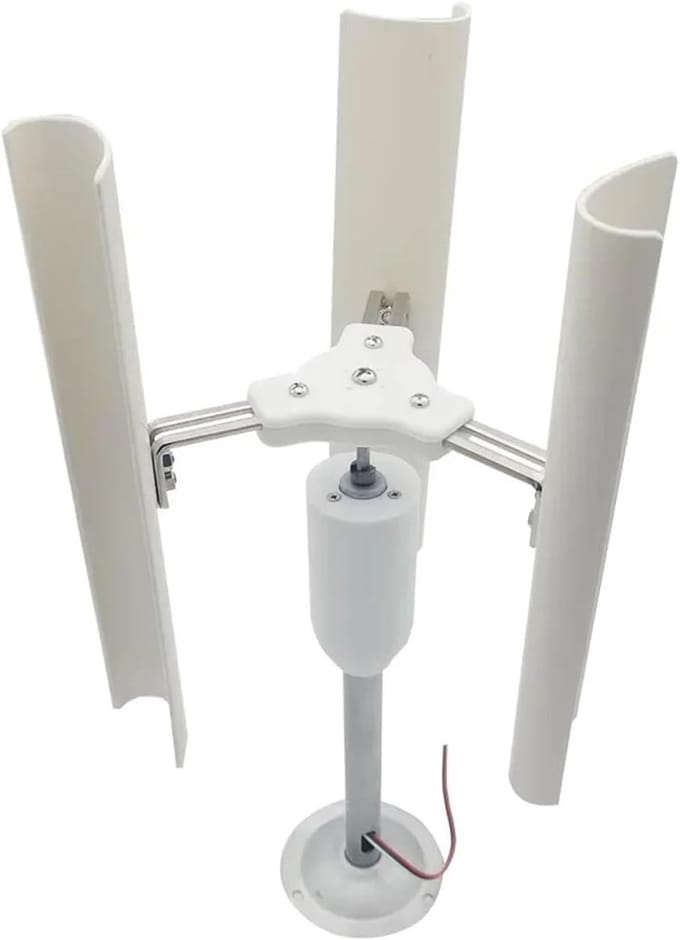 Windturbine Model - Verticale As - Energie Leren - Drie Fase Generator - 42 cm Hoog - Zilverkleurig