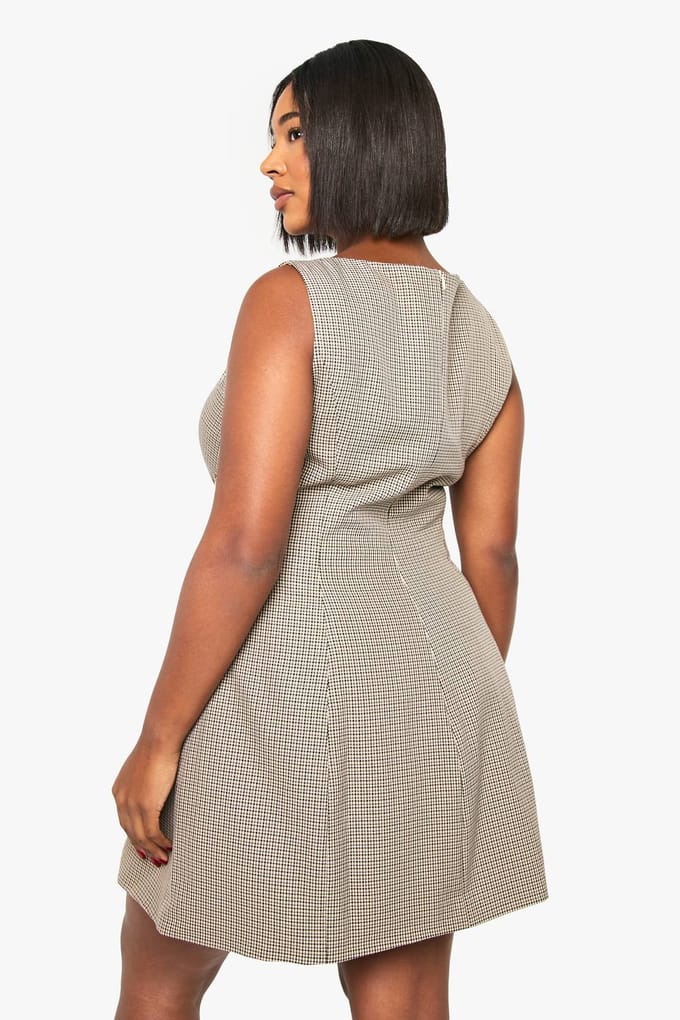 boohoo Dames Plus gesp detail check skater | Steen | Maat: 44