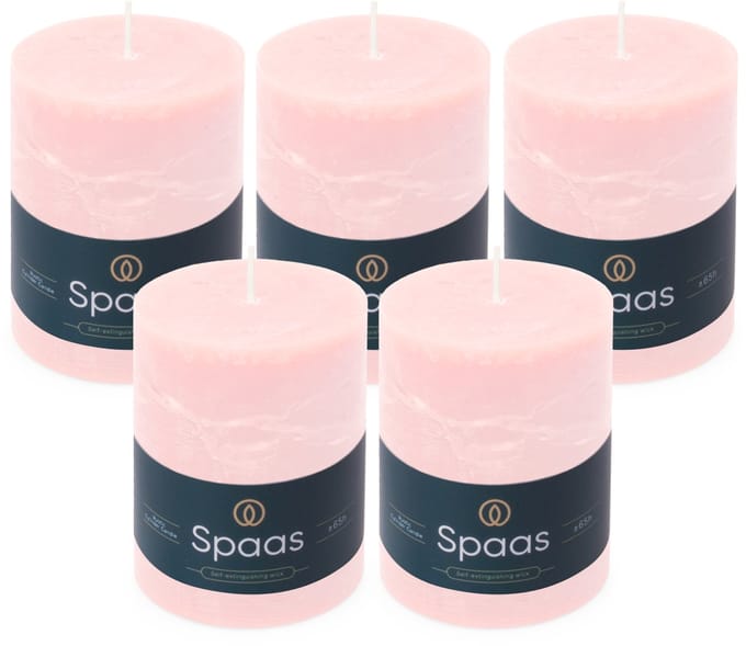 Spaas Rustieke Stompkaarsen - Lichtroze – 80/110mm - circa 65 uur - 5 kaarsen