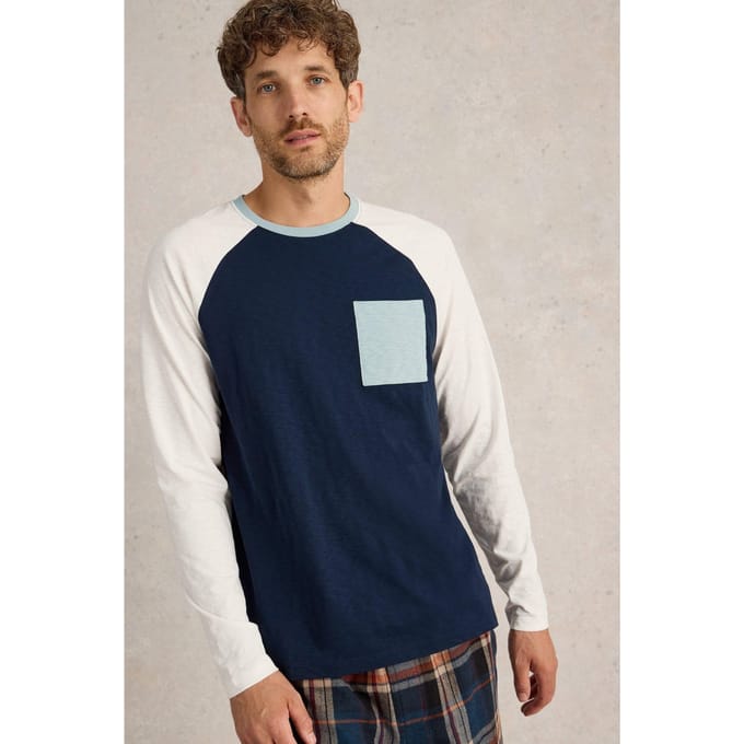 White Stuff Robbie Raglan Top Navy Multi Taglia: M | Maglie a manica lunga Outlet | Uomo | Blu