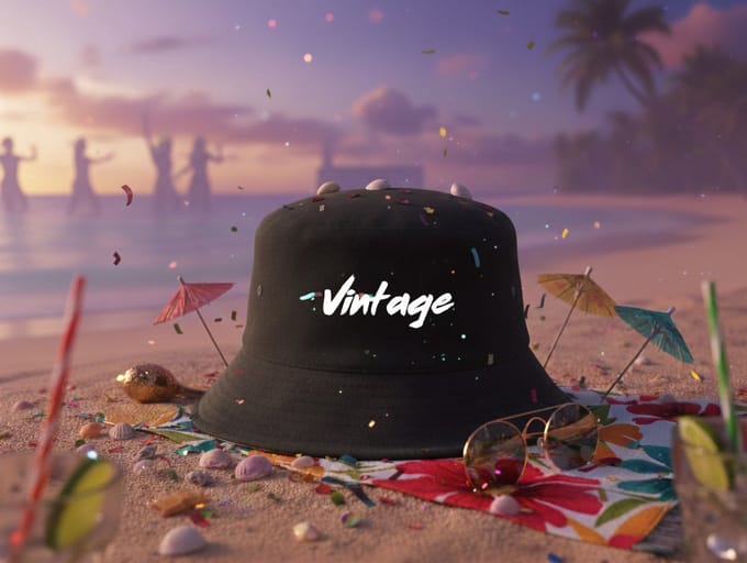 Vintage Bucket Hat | Black | Maat XL