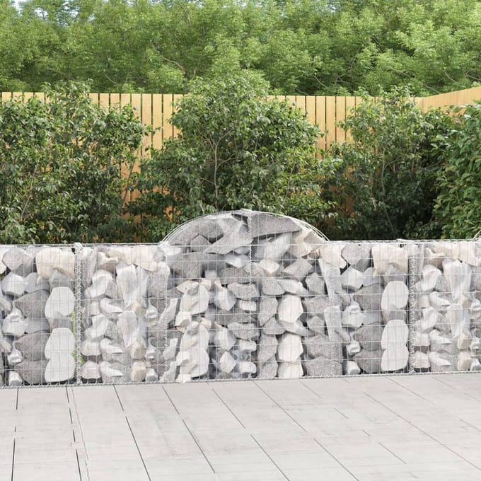 vidaXL - Schanskorf - gewelfd - 200x30x80/100 - cm - gegalvaniseerd - ijzer