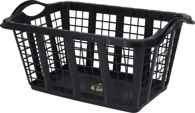Storage Solutions wasmand - met handvatten - zwart - 37 liter - 60 x 40 x 30 cm