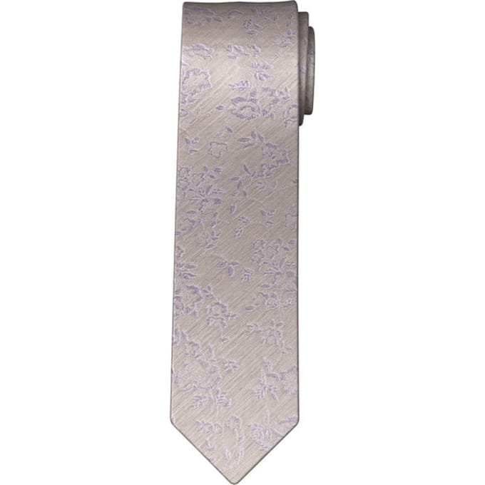 Stropdas van zijdemix met gebloemde all-over stitching