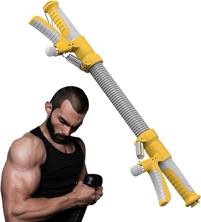 Armtrainer - Krachtrainer - Spieropbouw - Verstelbare Weerstand - 55 cm - Geel