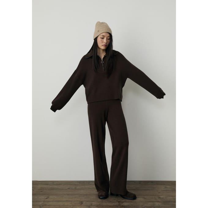 Stradivarius Tricot trui met rits  Bruin M