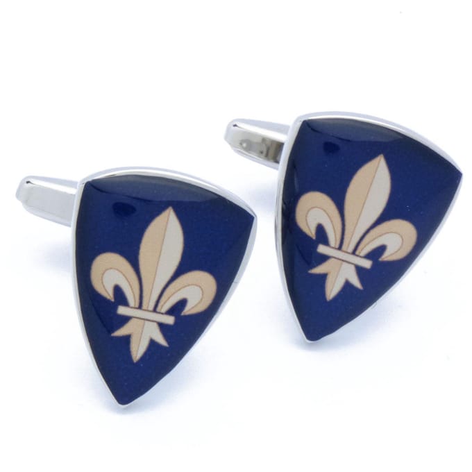Manchetknopen - Franse Lelie op Blauw Schild