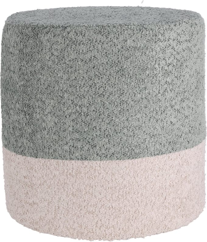 Home & Styling Bouclé Poef - Ø35xH34cm - Grijs/Beige