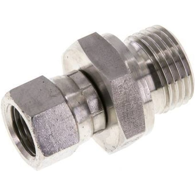 JIC  Verloopnippel UNF 9/16''-18 Binnendraad X G1/2'' Buitendraad Regelbaar RVS 275bar