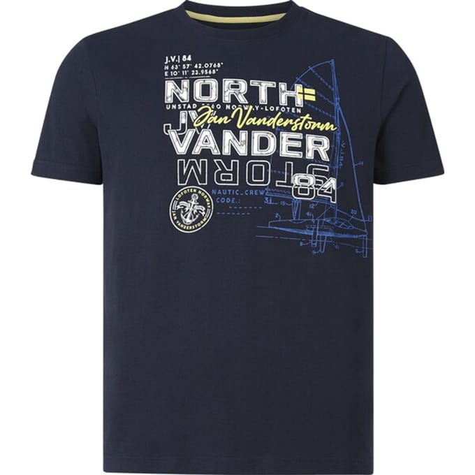 Jan Vanderstorm herren T-Shirt - 52/54 - donkerblauw - Plus Size