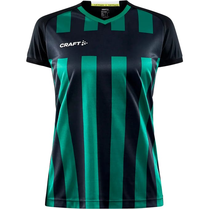 Craft Progress 2.0 Stripe Shirt Korte Mouw Dames - Zwart / Groen | Maat: M