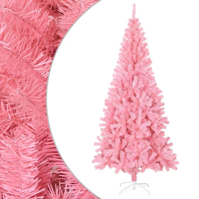 vidaXL - Kunstkerstboom - met - standaard - 180 - cm - PVC - roze