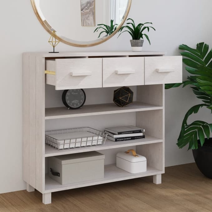 vidaXL - Wandtafel - HAMAR - 90x35x90 - cm - massief - grenenhout - wit