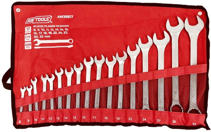 Awtools - Ring-Steek Sleutelset - 17-delig - CrV Staal - 8-32mm